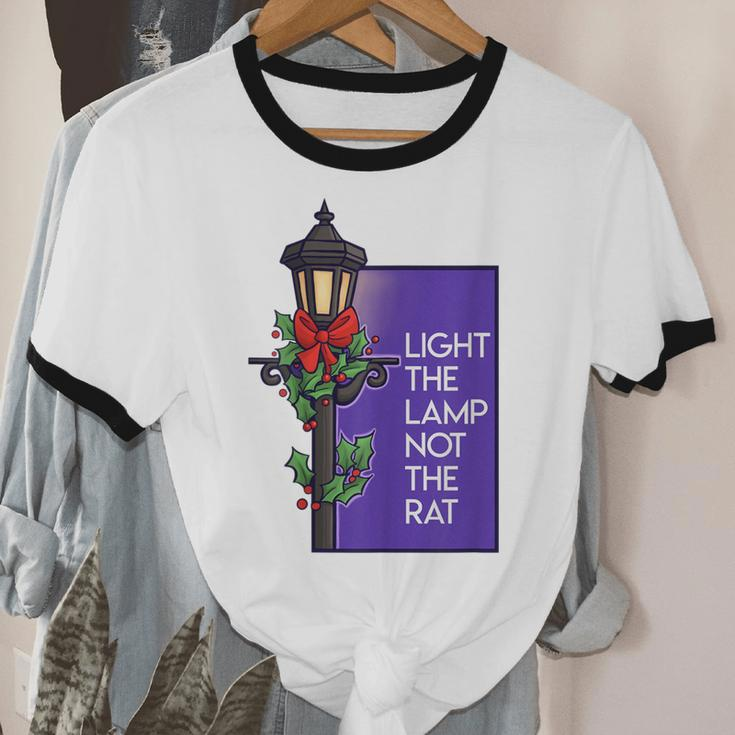 Light The Lamp Not The Rat Christmas Cotton Ringer T-Shirt