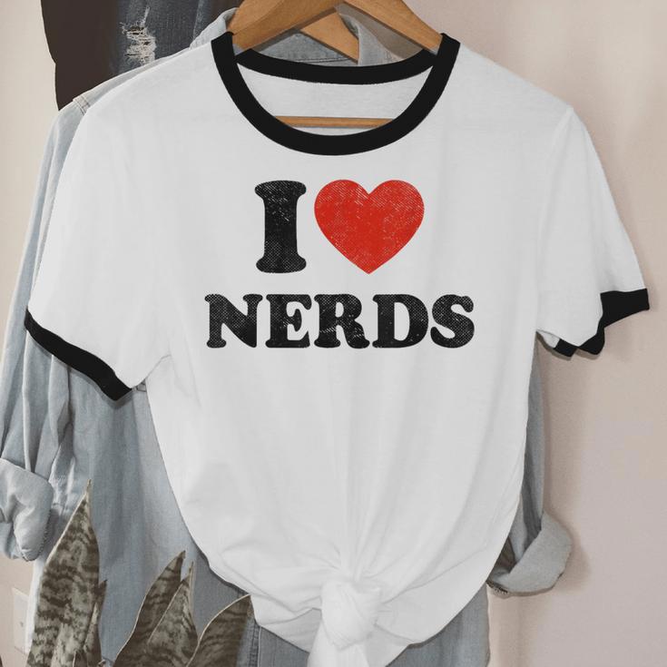 I Love Nerds Outfit Girls I Heart Nerds Cotton Ringer T-Shirt