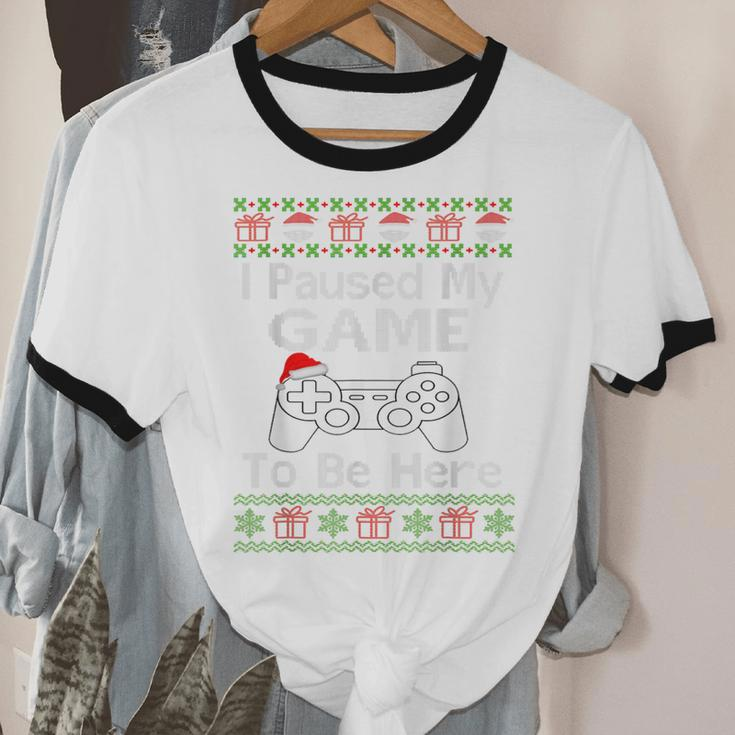 I Paused My Game To Be Here Ugly Sweater Christmas Men Cotton Ringer T-Shirt