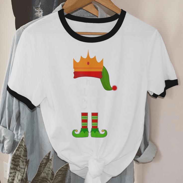 The Queen Elf Matching Family Christmas Pajama Party Cotton Ringer T-Shirt