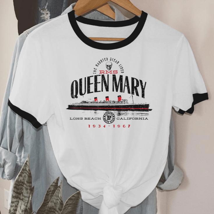 Rms Queen Mary The North Atlantic Ocean From 1936 To 1967 Cotton Ringer T-Shirt