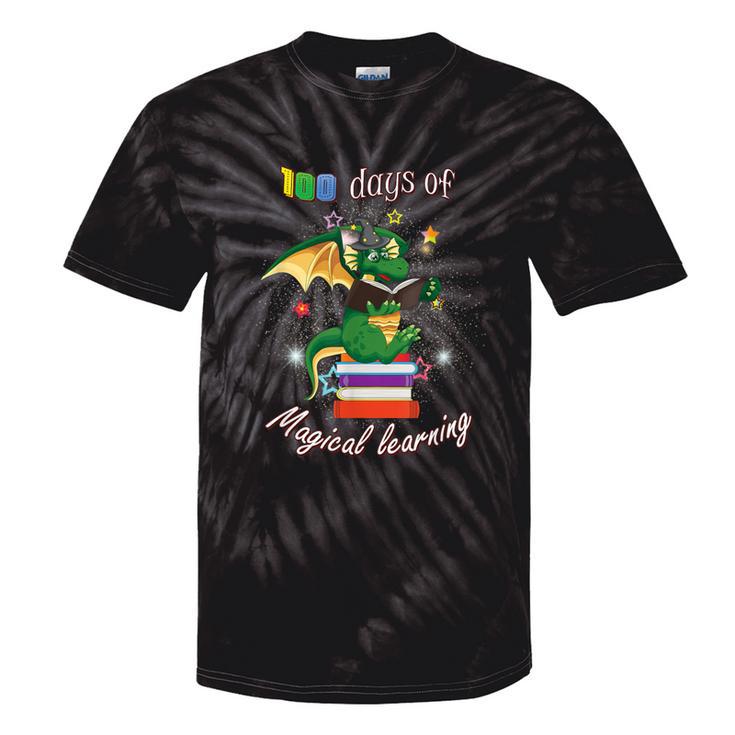 100 Days Of School Magical Learning Book Dragon Teacher Tie-Dye T-shirts