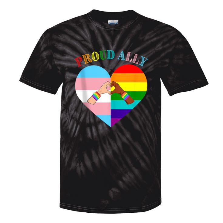 Ally Rainbow Flag Heart Lgbt Gay Lesbian Support Pride Month Tie-Dye T-shirts