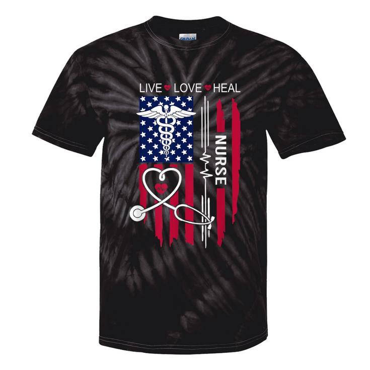 American Flag Nurse Day Week Nurse Nurse's Day Tie-Dye T-shirts