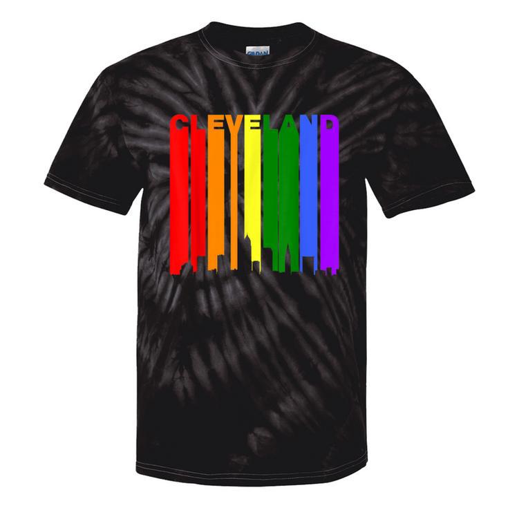 Cleveland Ohio Downtown Rainbow Skyline Lgbt Gay Pride Tie-Dye T-shirts