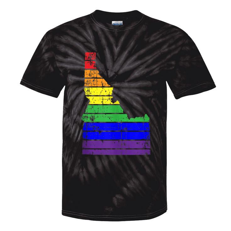 Distressed State Of Idaho Lgbt Rainbow Gay Pride Tie-Dye T-shirts