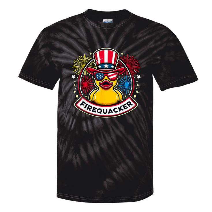 Firequacker 4Th Of July Rubber Duck Usa Flag Tie-Dye T-shirts