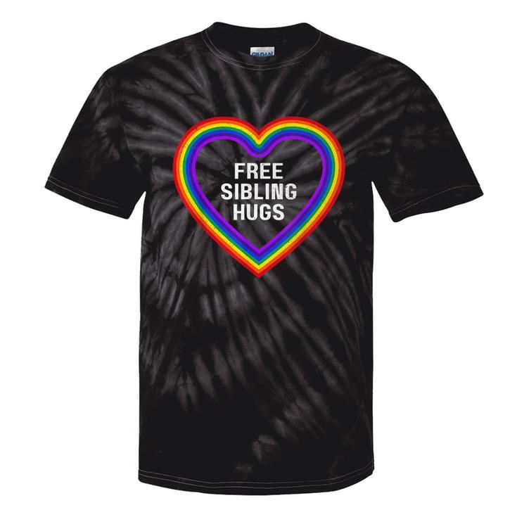 Free Sibling Hugs Heart Lgbt Gay Pride Month Brother Sister Tie-Dye T-shirts