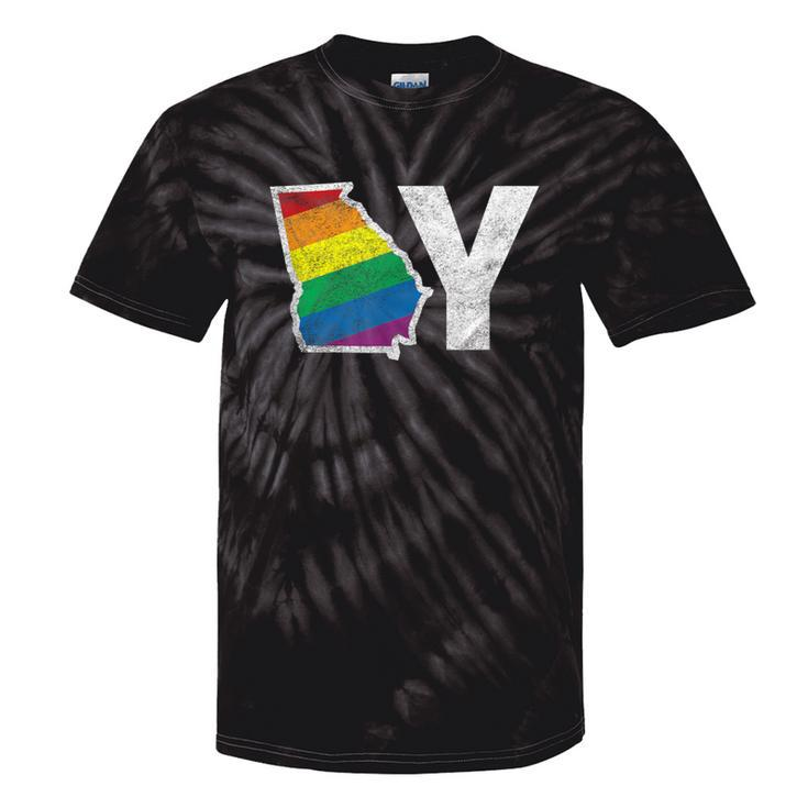 Lgbt Georgia Gay Distressed Rainbow Flag Present Tie-Dye T-shirts