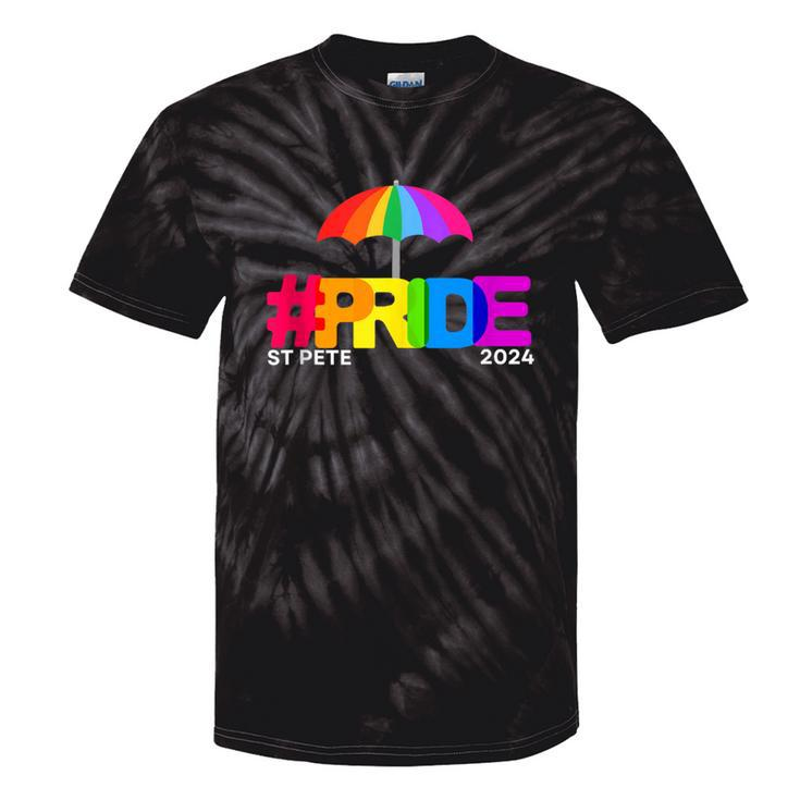 Gay Pride St Pete Florida 2024 Rainbow Flag Lgbtqia Ally Tie-Dye T-shirts