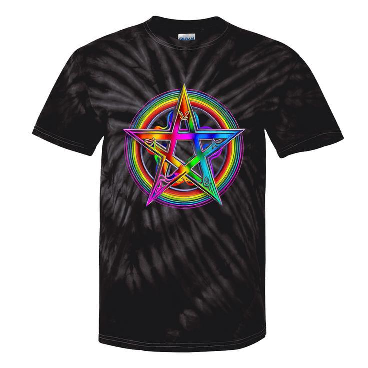 Goth Lgbtq Gay Pride Satanic Rainbow Pentagram Tie-Dye T-shirts