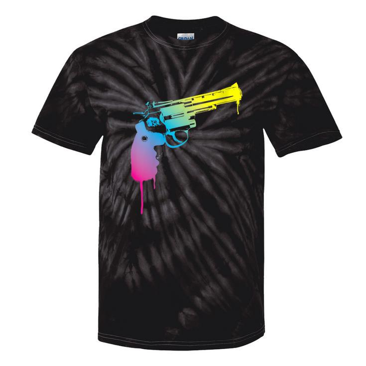 Gun Dripping Rainbow Graffiti Paint Artist Revolver Tie-Dye T-shirts