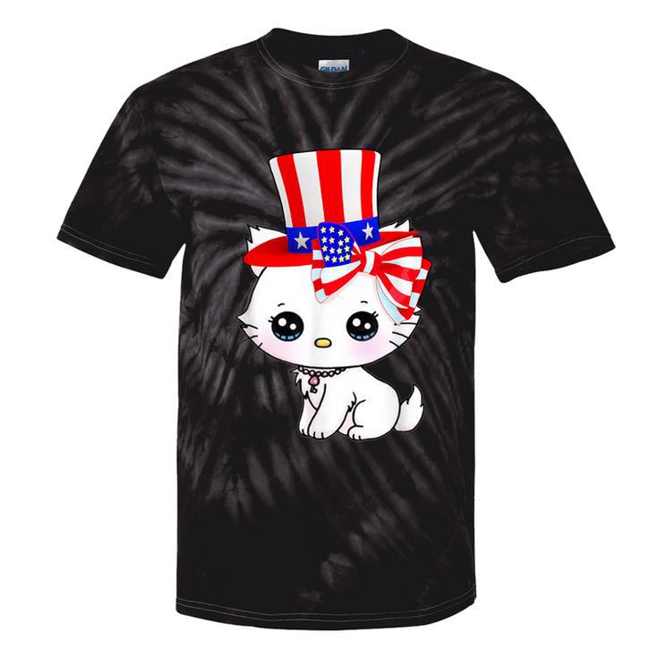 Happy July 4Th Usa Flag Cat Dad-Dy Mom-My Boy Girl Tie-Dye T-shirts