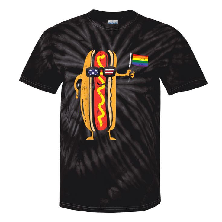 Hotdog Us Flag Sunglasses Rainbow Flag Gay Pride Lgbtq Food Tie-Dye T-shirts