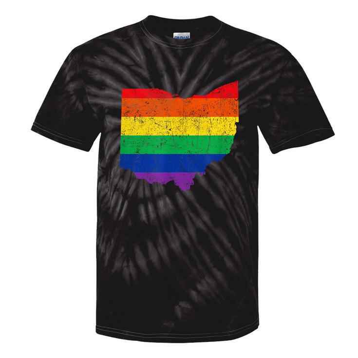 Ohio Map Gay Pride Rainbow Flag Lgbt Support Tie-Dye T-shirts