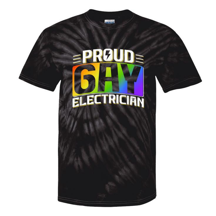 Proud Gay Electrician Lgbt Electrical Lineman Rainbow Pride Tie-Dye T-shirts