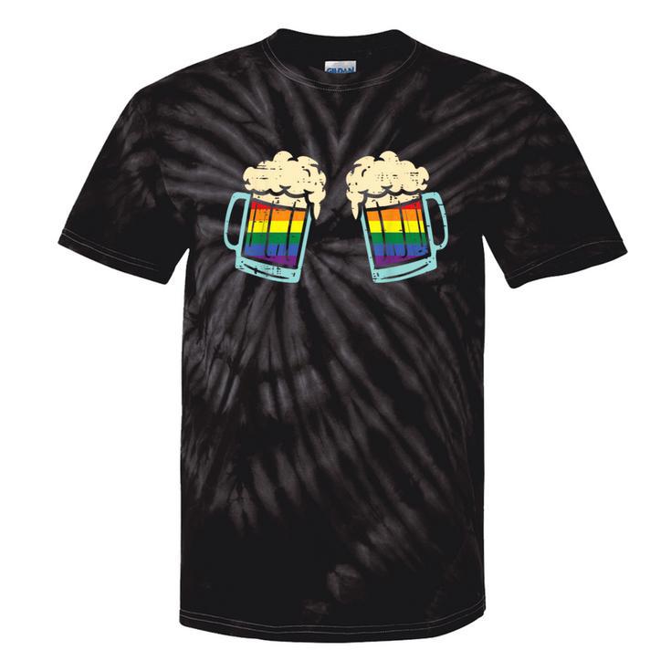 Rainbow Beer Bra Lesbian Gay Pride Ally Lgbtq Women Tie-Dye T-shirts