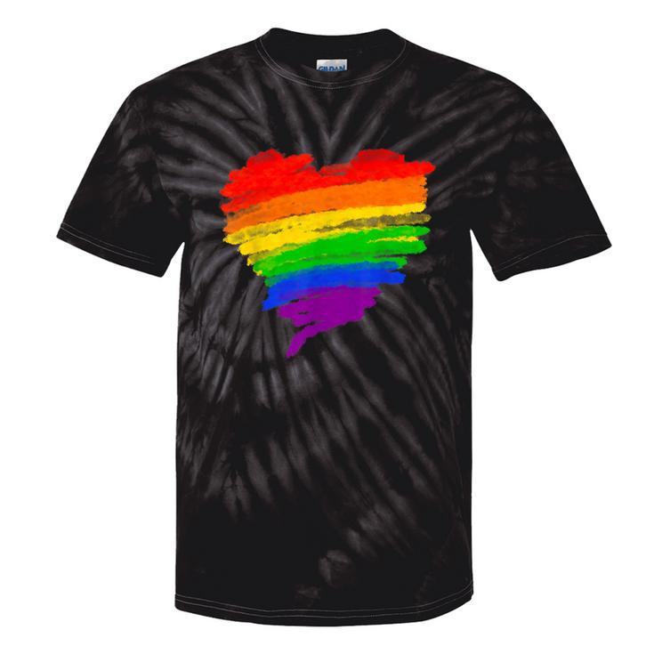 Rainbow Heart Lgbt Ally Lgbtq Lesbian Transgender Gay Pride Tie-Dye T-shirts