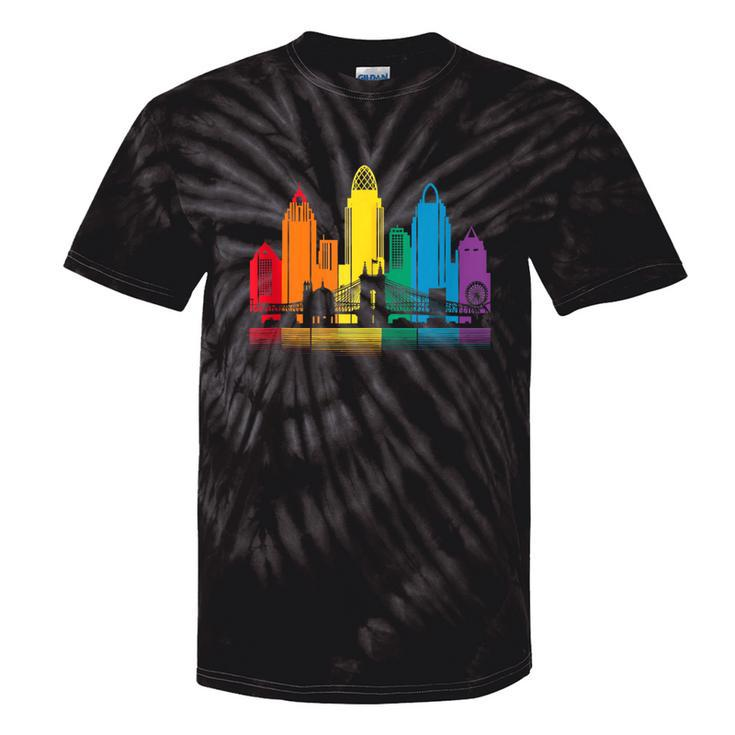 Retro Cincinnati Skyline Rainbow Lgbt Lesbian Gay Pride Tie-Dye T-shirts