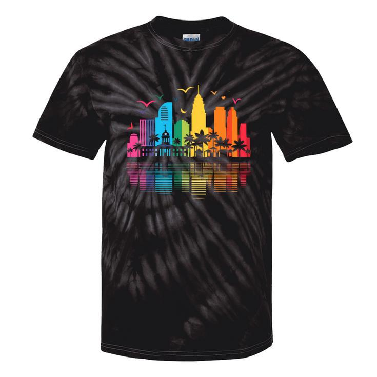 Retro Fort Lauderdale Skyline Rainbow Lgbt Lesbian Gay Pride Tie-Dye T-shirts