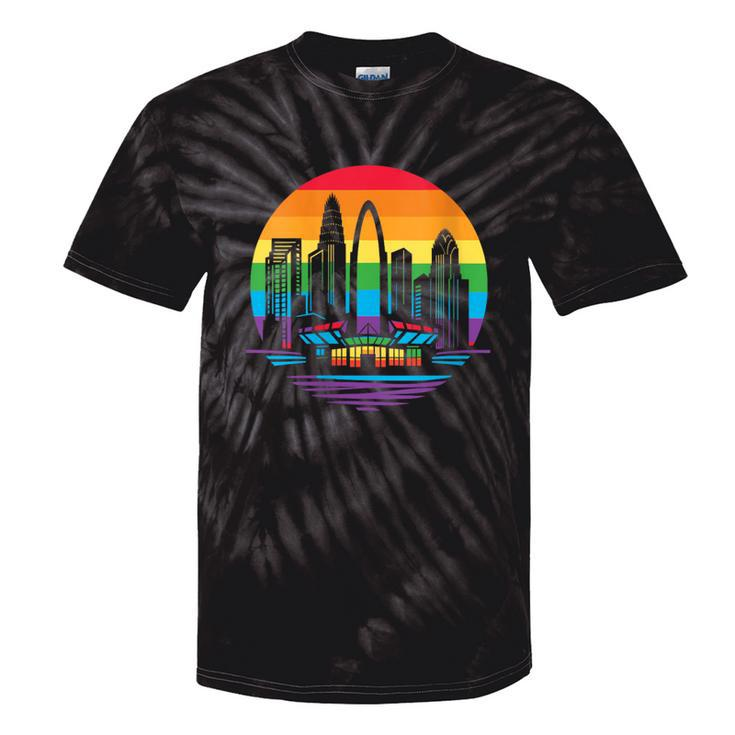 Retro Lgbt Rainbow Charlotte Skyline Lesbian Gay Pride Tie-Dye T-shirts