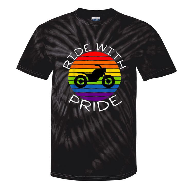 Ride With Pride Gay Bikers Lgbt Month Vintage Retro Rainbow Tie-Dye T-shirts