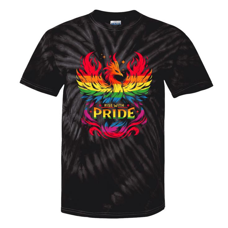 Rise With Pride Rainbow Phoenix Lgbtq Community Tie-Dye T-shirts