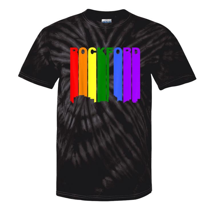 Rockford Illinois Lgbtq Gay Pride Rainbow Skyline Tie-Dye T-shirts