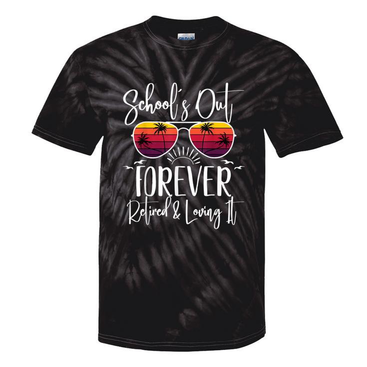 Schools Out Forever & Retired Teacher Retirement Summer Palm Tie-Dye T-shirts