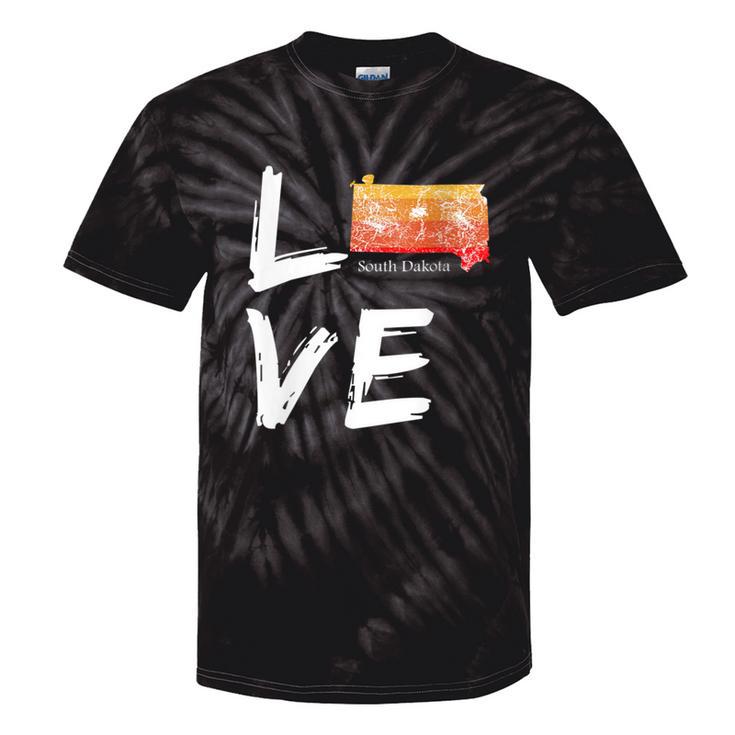 South Dakota Sd Map Souvenir Love Distressed State Tie-Dye T-shirts