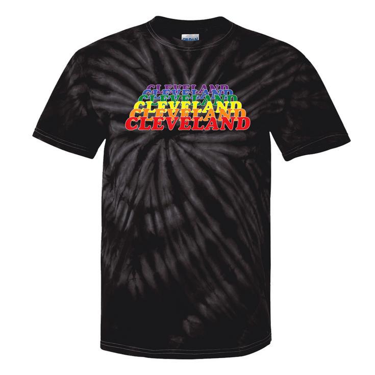 Cleveland City Gay Pride Rainbow Word Tie-Dye T-shirts