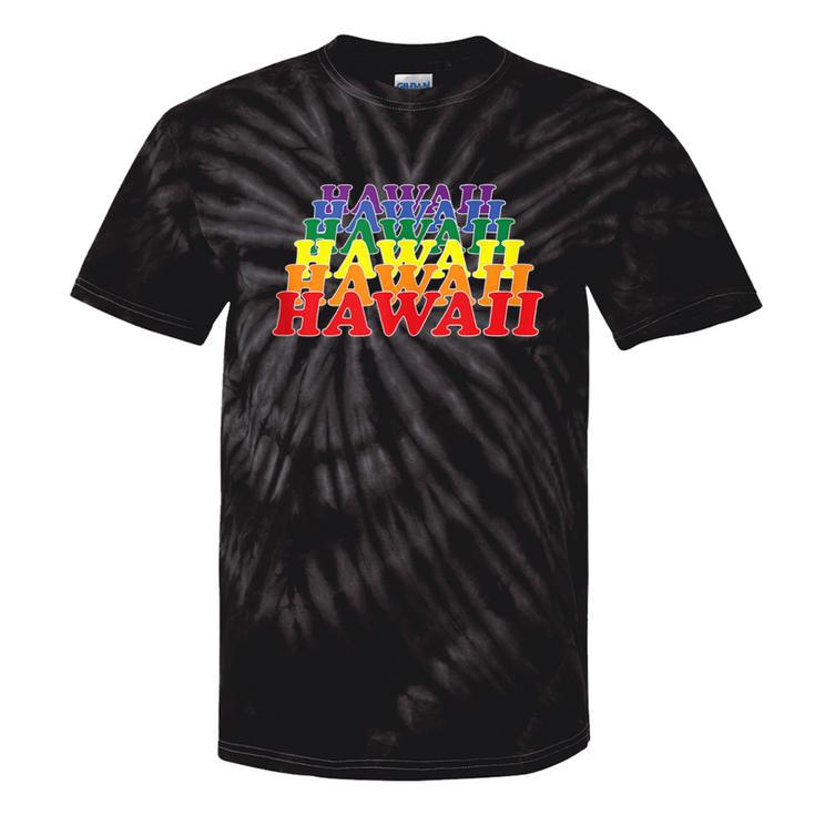 Hawaii State Gay Pride Rainbow Word Tie-Dye T-shirts