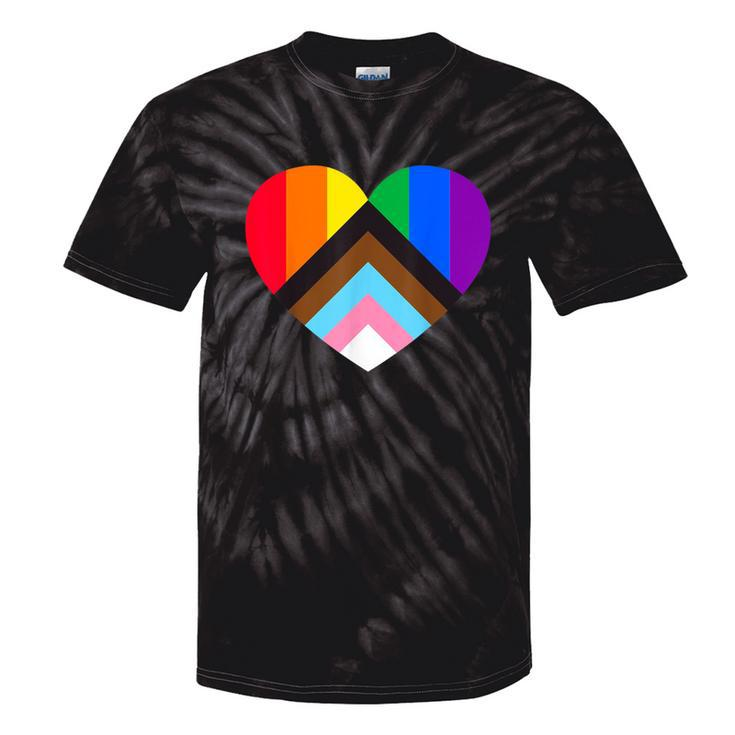 Progress Pride Rainbow Heart Lgbtq Gay Lesbian Trans Tie-Dye T-shirts