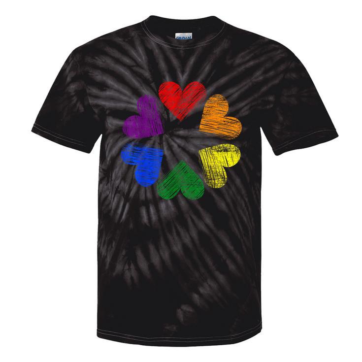 Rainbow Circle Of Hearts Love Gay Pride Lgbt Tie-Dye T-shirts