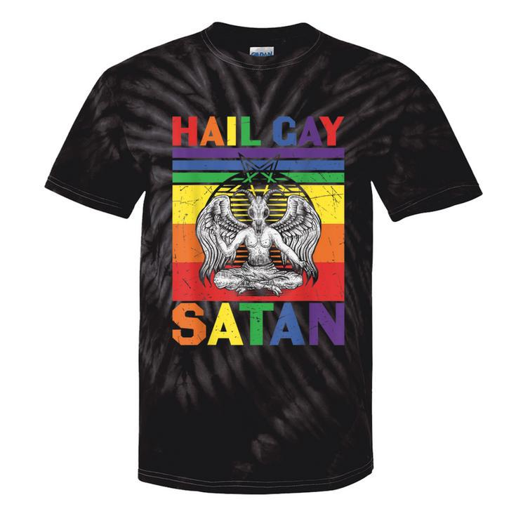 Retro Lgbt Rainbow Flag Hail Gay Satan Lgbt Goth Gay Pride Tie-Dye T-shirts