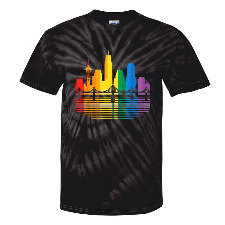 Retro Oakland Skyline Rainbow Lgbt Lesbian Gay Pride Tie-Dye T-shirts