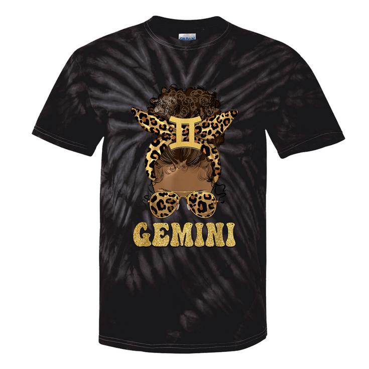 Gemini Girl Afro Messy Bun African American Women Tie-Dye T-shirts