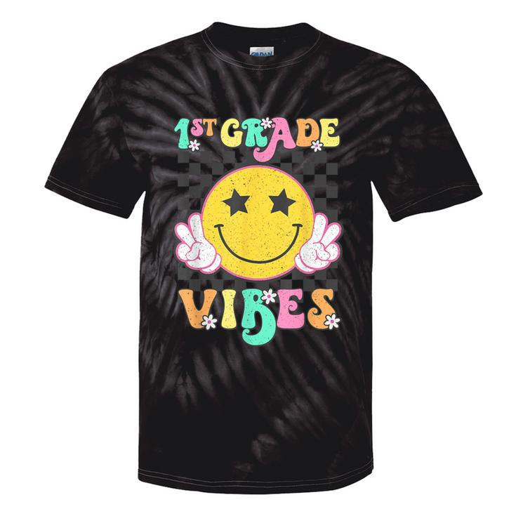 Girls 1St Grade Vibes Smile Face Back To School First Grade Tie-Dye T-shirts