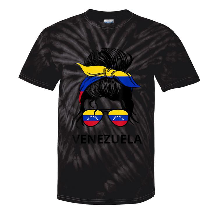 Messy Bun Girl Venezuela Pride Latina Venezuelan Women Tie-Dye T-shirts