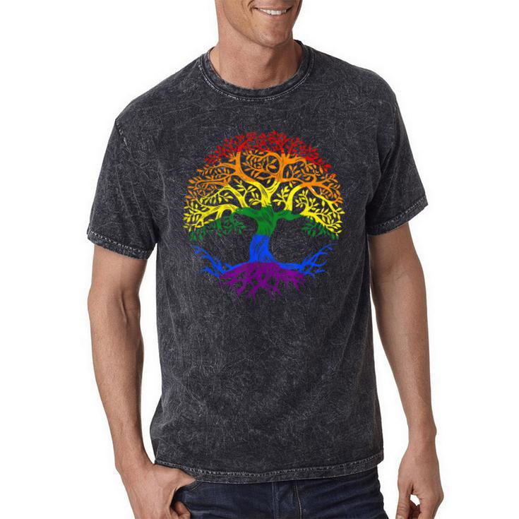 Lgbt Pride Month Tree Life Rainbow Gay Lesbian Mineral Wash Tshirts