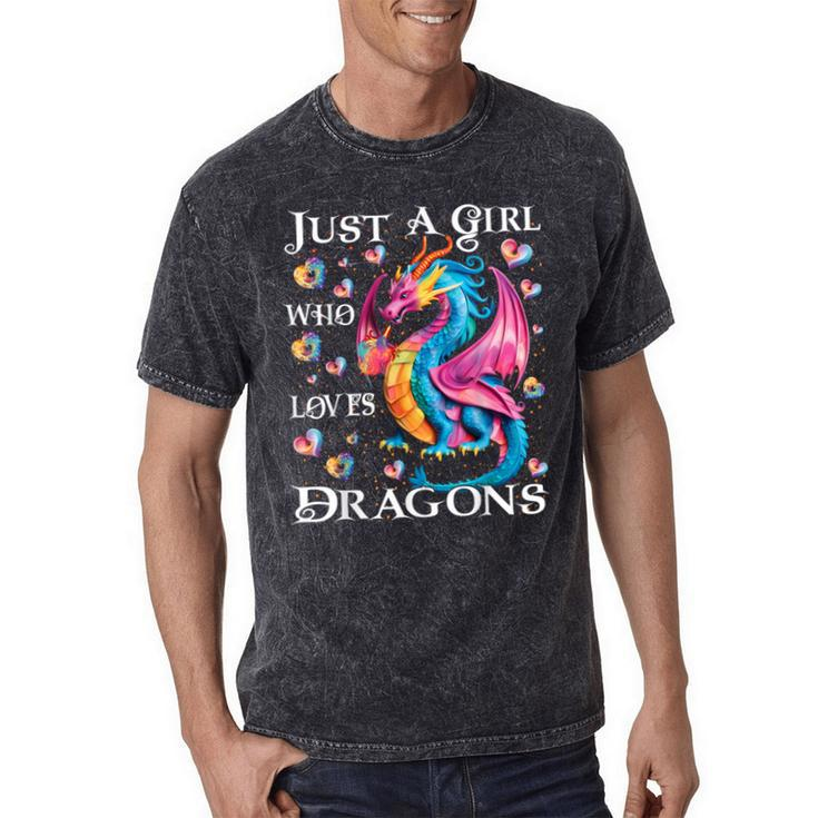 Cute Just A Girl Who Loves Dragons Girls Mineral Wash Tshirts