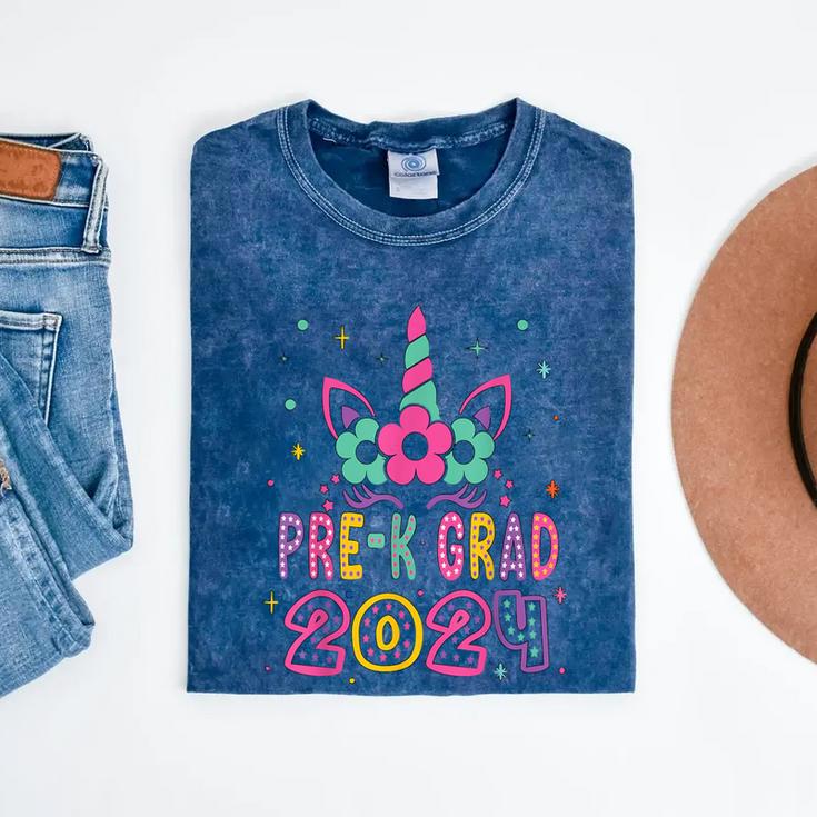 Pre-K Grad Preschool Graduation 2024 Unicorn Toddler Girl Mineral Wash Tshirts