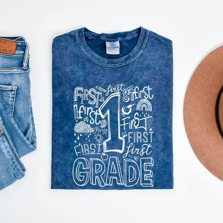 Typography 1St Grade Team Student Teacher Mineral Wash Tshirts