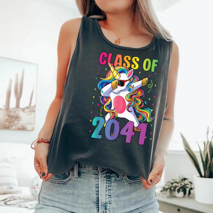 Class Of 2041 Girls Dabbing Unicorn Grow With Me Comfort Colors Tank Top