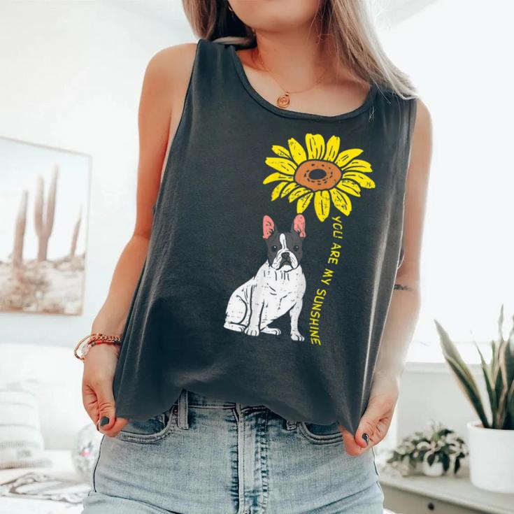 French Bulldog Sunflower Sunshine Frenchie Dog Women Comfort Colors Tank Top