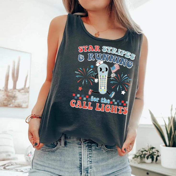 Stars And Stripes Running For Call Lights 4Th Of July Nurse Comfort Colors Tank Top
