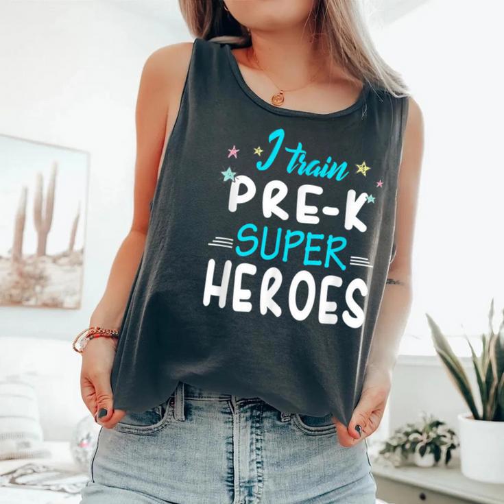 I Train Pre K Superheroes Teacher Team T Comfort Colors Tank Top