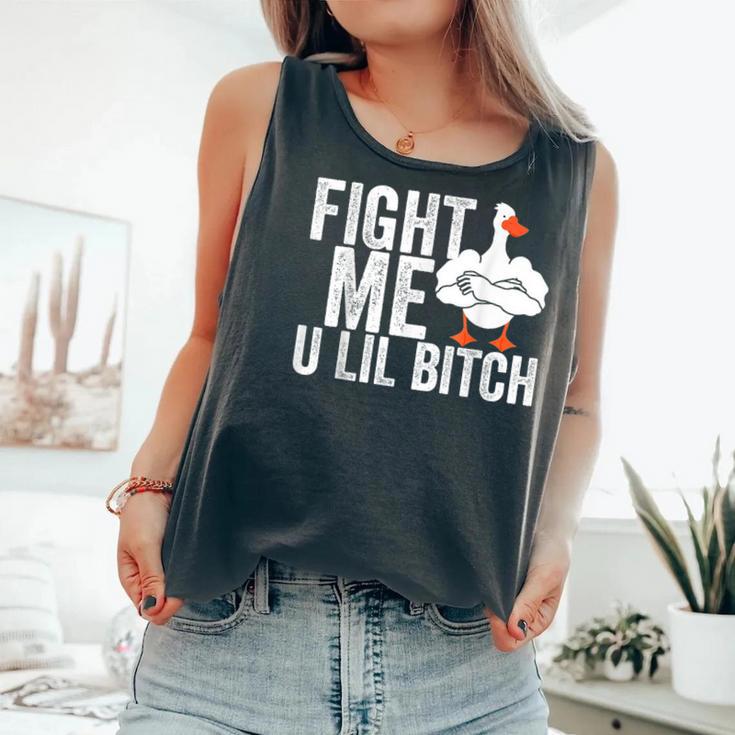 Fight Me U Lil Bitch Strong Goose Duck Gym Workout Fitness Comfort Colors Tank Top