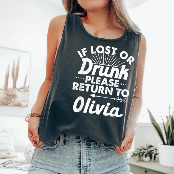 If Lost Or Drunk Please Return To Olivia Name Women Comfort Colors Tank Top