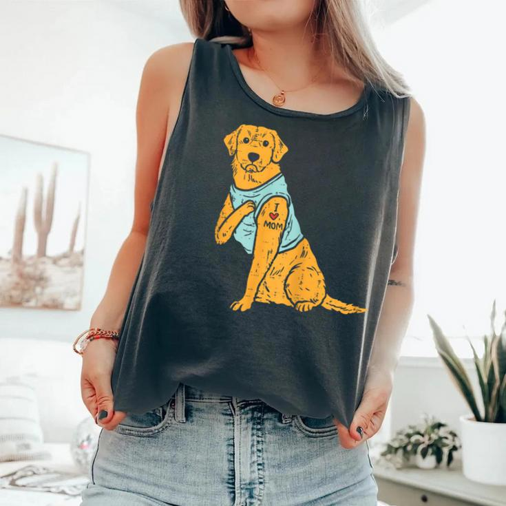 I Love Mom Golden Retriever Labrador Dog Lover Women Comfort Colors Tank Top